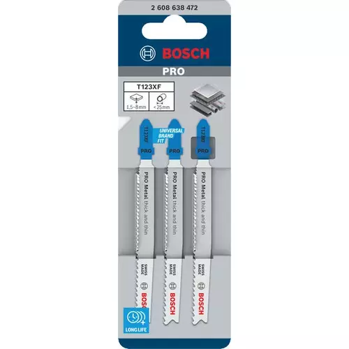 BOSCH List do priamočiarej píly PRO Metal thick and thin T123XF, 100 mm, 3 ks (3)