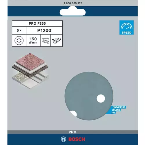 BOSCH Brúsny kotúč PRO F355, 150 mm, G1200, 5 ks (3)