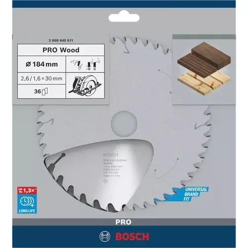 BOSCH Kotúč PRO Wood na drevo pre okružné píly, 184 x 2,6 x 30 mm (4)