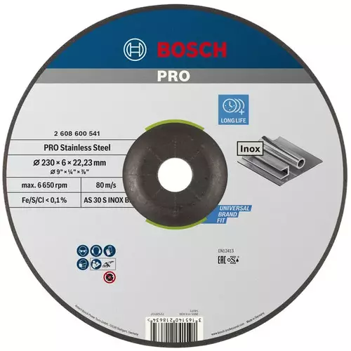 BOSCH Brúsny kotúč PRO Stainless Steel, 230 x 6 x 22,23 mm (4)