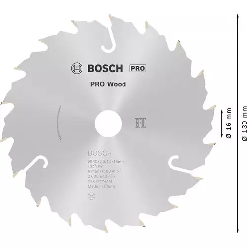 BOSCH Kotúč PRO Wood na drevo pre okružné píly, 130 x 2 x 16 mm (5)