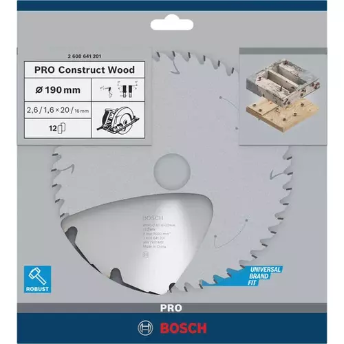 BOSCH Kotúč PRO Construct Wood na drevo pre okružné píly, 190 x 2,6 x 20 mm (4)