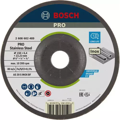 BOSCH Brúsny kotúč PRO Stainless Steel, 150 x 6 x 22,23 mm (4)