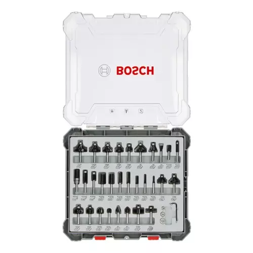 BOSCH Sada frézovacích bitov, 30 ks, zmiešané, 6 mm driek