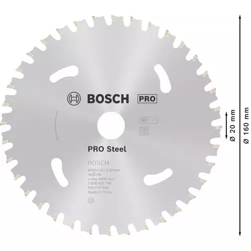 BOSCH Kotúč PRO Steel cordless na kov pre akumulátorové okružné píly, 160 x 1,6 x 20 mm (5)