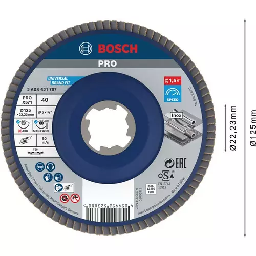 BOSCH Lamelový brúsny kotúč PRO X571, 125 mm, G40, X-LOCK (3)