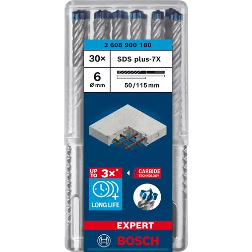 BOSCH Príklepový vrták EXPERT SDS plus-7X, 6 x 50 x 115 mm, 30 ks (2)