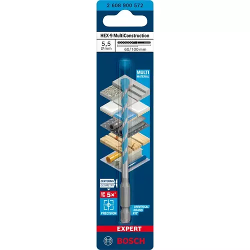 BOSCH Vrták EXPERT HEX-9 MultiConstruction 5,5 × 60 × 100 mm (3)