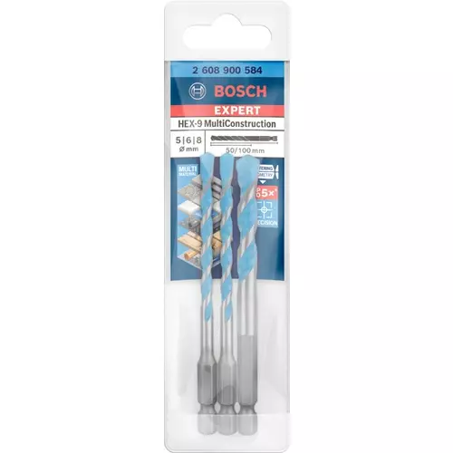 BOSCH Sada vrtákov EXPERT HEX-9 MultiConstruction, 5/6/8 mm, 3 ks (3)