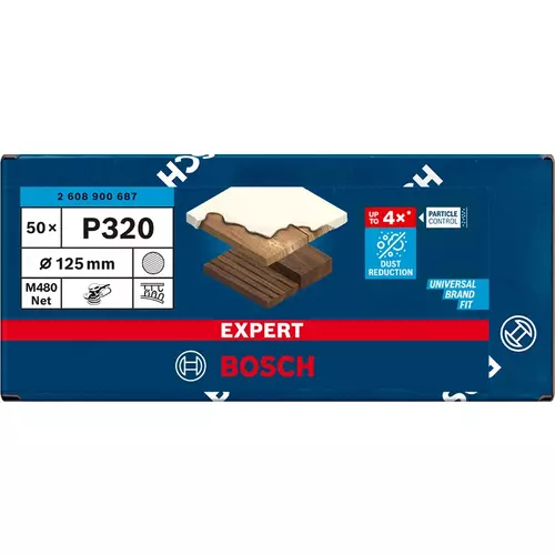 BOSCH Brúsny papier EXPERT M480 pre excentrické brúsky, 125 mm, zrnitosť 320, 50 ks (3)