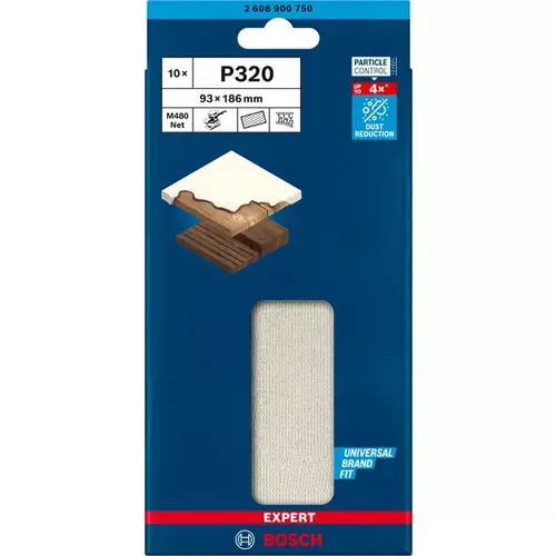 BOSCH Brúsny papier EXPERT M480 pre orbitálne brúsky, 93 x 186 mm, zrnitosť 320, 10 ks (3)