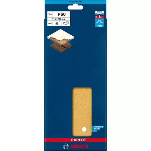 BOSCH Brúsny papier EXPERT C470 so 14 otvormi pre orbitálne brúsky 115 × 280 mm, zrnitosť 60, 10 ks (3)