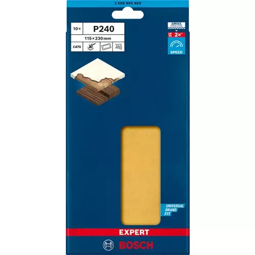 BOSCH Brúsny papier EXPERT C470 so 14 otvormi pre orbitálne brúsky 115 x 230 mm, zrnitosť 240, 10 ks (3)