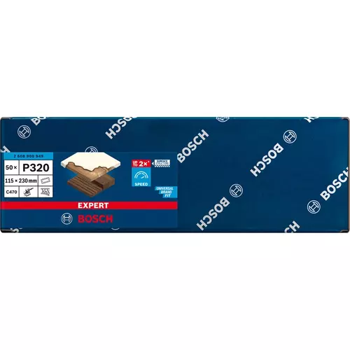 BOSCH Brúsny papier EXPERT C470 so 14 otvormi pre orbitálne brúsky 115 x 230 mm, zrnitosť 320, 50 ks (3)