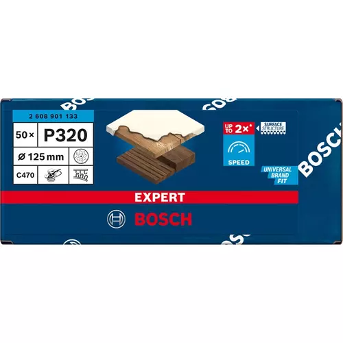 BOSCH Brúsny papier EXPERT C470 s viacerými otvormi pre excentrické brúsky, 125 mm, zrnitosť 320, 50 ks (3)