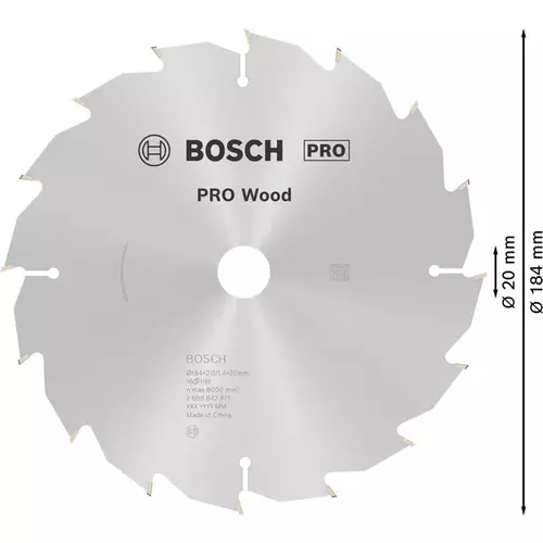 BOSCH Kotúč PRO Wood na drevo pre okružné píly, 184 x 2 x 20 mm (5)