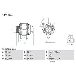 Alternátor BOSCH 0 986 043 101