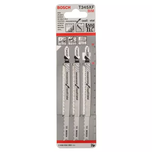 BOSCH List do priamočiarej píly PRO Multi Material thick and thin T345XF, 132 mm, 3 ks (22)