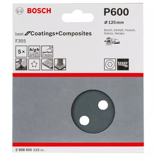 BOSCH Brúsny kotúč PRO F355, 125 mm, G600, 5 ks (20)