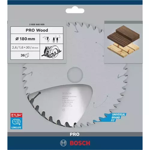 BOSCH Kotúč PRO Wood na drevo pre okružné píly, 180 x 2,6 x 30 mm (4)