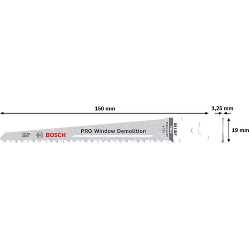 BOSCH Pílový list PRO Window Demolition S 611 DF 1,25 x 19 x 150 mm, 5 ks (4)