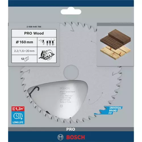 BOSCH Kotúč PRO Wood na drevo pre okružné píly, 160 x 2,2 x 20 mm (4)