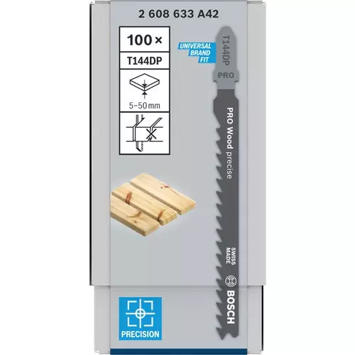 BOSCH List do priamočiarej píly PRO Wood precise T144DP, 100 mm, 100 ks