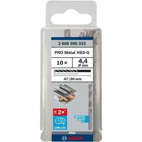 BOSCH Špirálový vrták PRE Metal HSS-G štandardnej dĺžky, 4,4 × 47 × 80 mm, 10 ks (3)