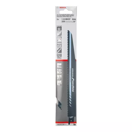 BOSCH Pílový list PRO Thick Metal Demolition S 1130 CF, 1,6 x 22 x 225 mm, 5 ks (11)