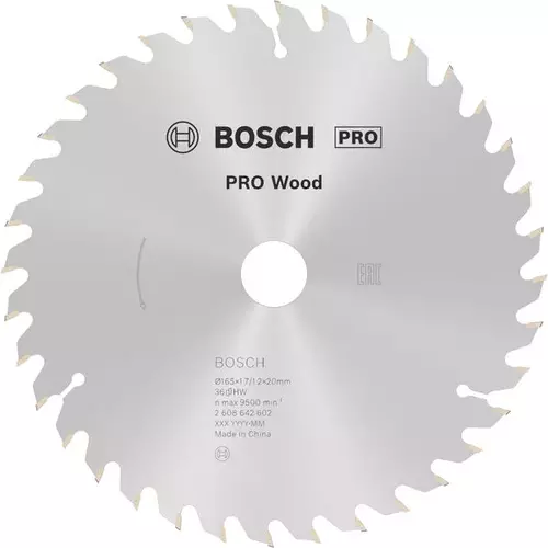 BOSCH Kotúč PRO Wood na drevo pre okružné píly, 165 x 1,7 x 20 mm (6)