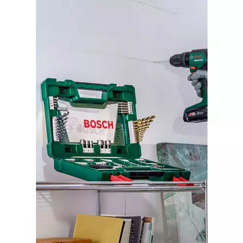 BOSCH 91-dielna sada vrtákov a skrutkovacích hrotov V-Line TiN, s račňovým skrutkovačom a teleskopickým magnetom (6)