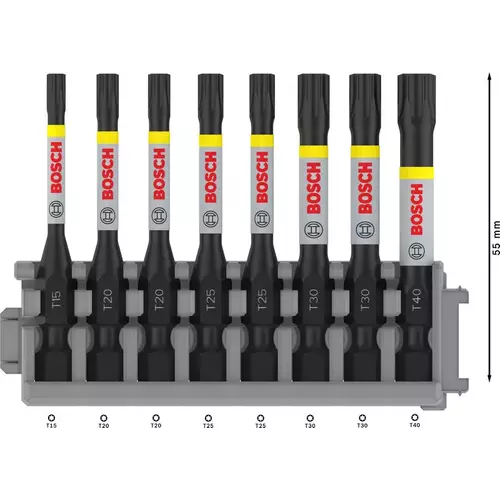 BOSCH Bit PRO Torx Impact, T15, T20 (x2), T25 (x2), T30 (x2), T40, 55 mm, 8 ks (4)