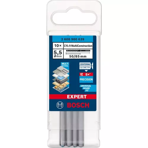 BOSCH Vrták EXPERT CYL-9 MultiConstruction, 5,5 x 50 x 85 mm, 10 ks (3)