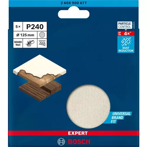 BOSCH Brúsny papier EXPERT M480 pre excentrické brúsky, 125 mm, zrnitosť 240, 5 ks (3)