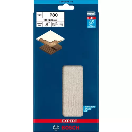 BOSCH Brúsny papier EXPERT M480 pre orbitálne brúsky, 115 x 230 mm, zrnitosť 80, 10 ks (3)