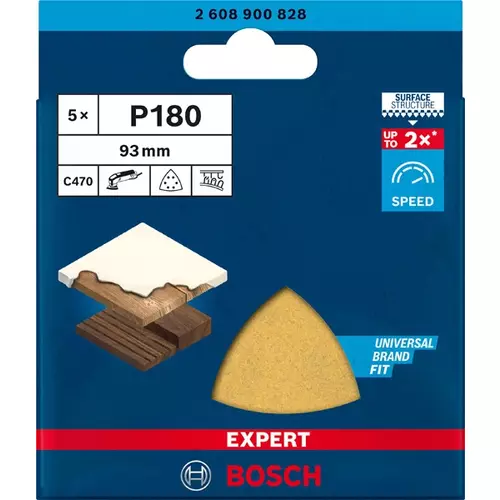 BOSCH Brúsny papier pre trojuholníkové brúsky EXPERT C470, 93 mm, zrnitosť 180, 5 ks (3)