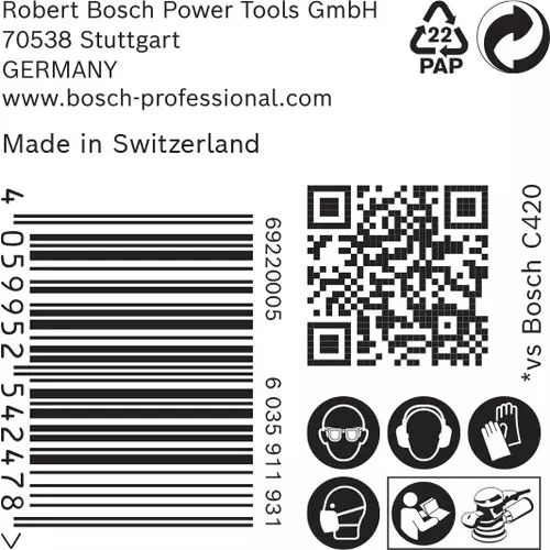 BOSCH Brúsny papier EXPERT C470 s 8 otvormi pre excentrické brúsky, 125 mm, zrnitosť 60, 50 ks (6)