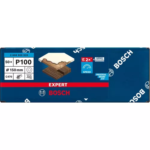 BOSCH Brúsny papier EXPERT C470 so 6 otvormi pre excentrické brúsky, 150 mm, zrnitosť 100, 50 ks (3)