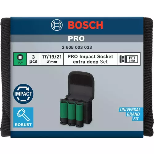 BOSCH Sada nástrčných kľúčov PRO Impact Socket Set, PET kryty, 1/2