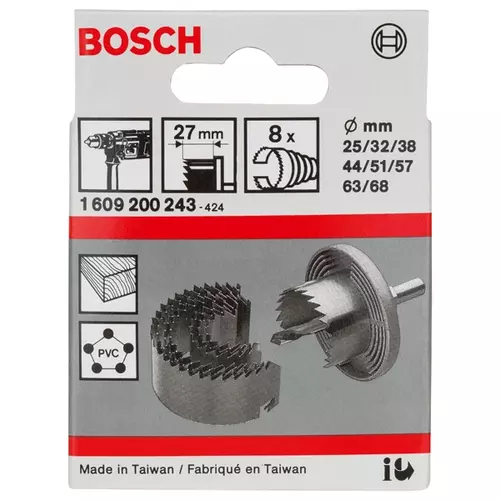 BOSCH 8-dielna sada fréz na diery, 25 – 68 mm (3)