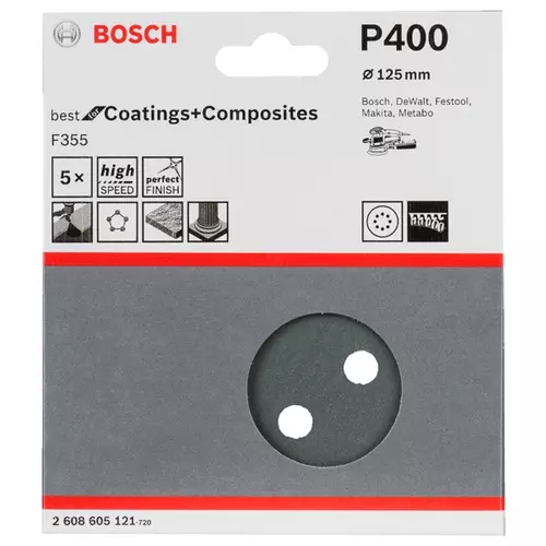 BOSCH Brúsny kotúč PRO F355, 125 mm, G400, 5 ks (20)