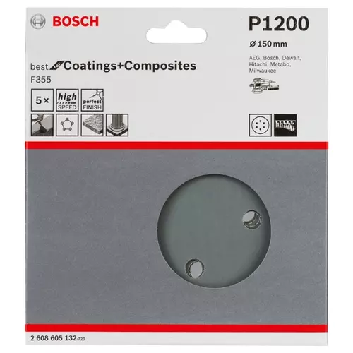 BOSCH Brúsny kotúč PRO F355, 150 mm, G1200, 5 ks (20)