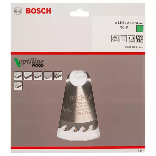 BOSCH Kotúč PRO Wood na drevo pre okružné píly, 184 x 2,6 x 30 mm (20)