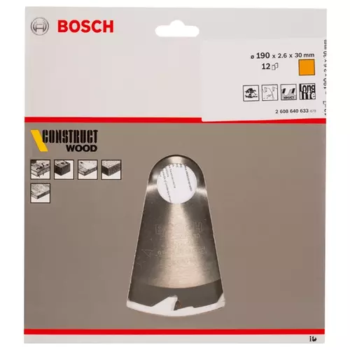 BOSCH Kotúč PRO Construct Wood na drevo pre okružné píly, 190 x 2,6 x 30 mm (20)