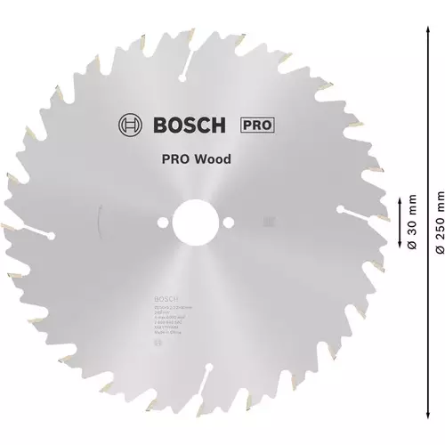 BOSCH Kotúč PRO Wood na drevo pre okružné píly, 250 x 3,2 x 30 mm (5)