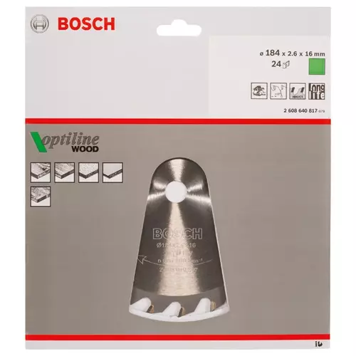 BOSCH Kotúč PRO Wood na drevo pre okružné píly, 184 x 2,6 x 16 mm (20)