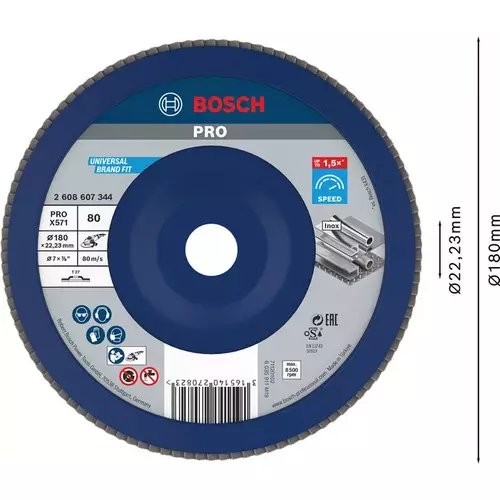 BOSCH Lamelový brúsny kotúč PRO X571, 180 mm, G80 (3)