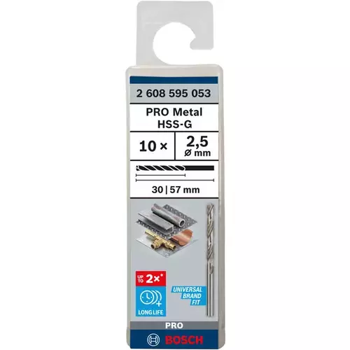 BOSCH Špirálový vrták PRE Metal HSS-G štandardnej dĺžky, 2,5 × 30 × 57 mm, 10 ks (3)