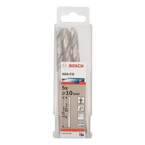 BOSCH Špirálový vrták do kovu PRO Stainless Steel HSS-Co, 10 × 87 × 133 mm, 5 ks (18)