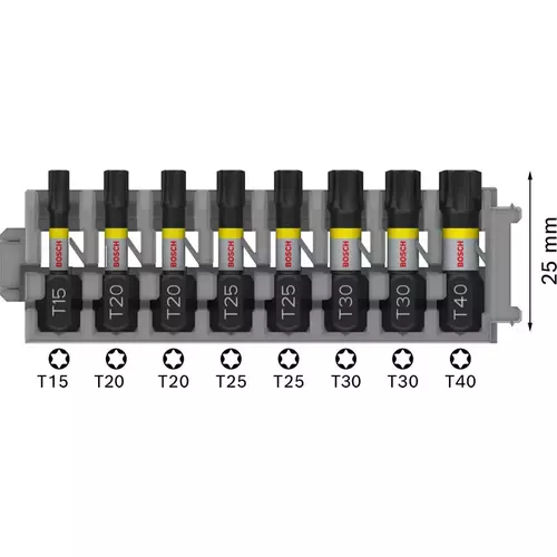 BOSCH Bit PRO Torx Impact, T15, T20 (x2), T25 (x2), T30 (x2), T40, 25 mm, 8 ks (4)